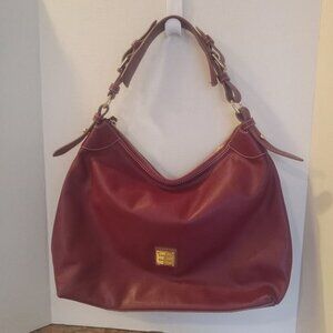 Vintage Dooney & Bourke Burgundy Pebbled Leather Hobo Style Shoulder Bag